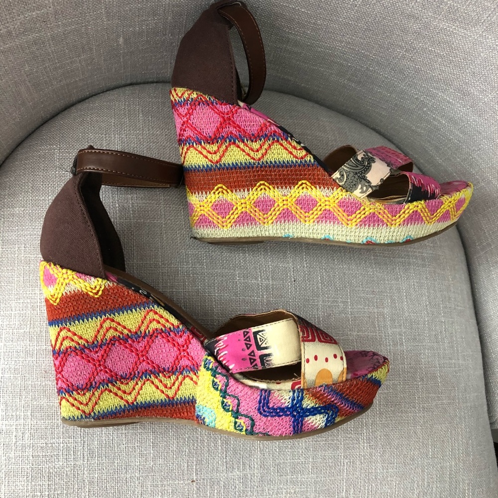 Call It Spring Boho Embroidered Platform Wedge - image 2